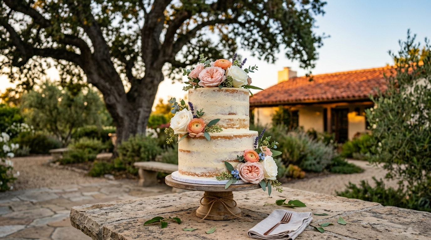 Semi-naked cake — Garden roses